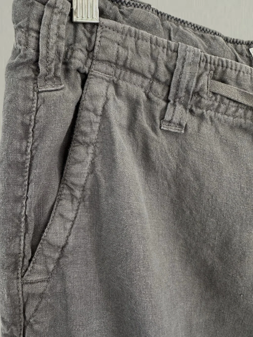 Hartford Slim Men's Light Gray Linen Drawstring Chinos French
